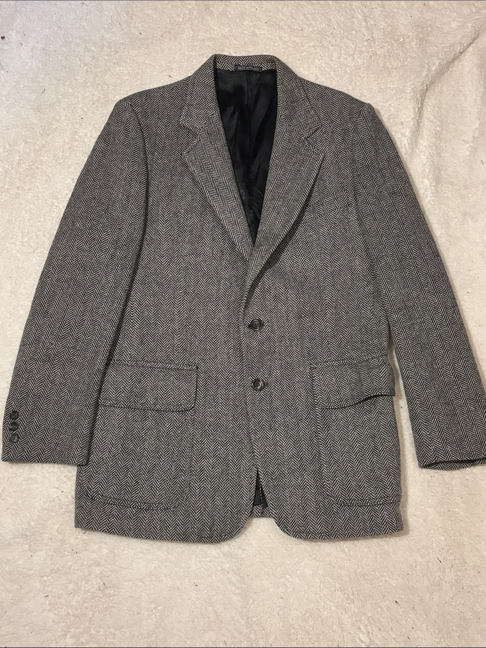 Mercedes Men's Gray Herringbone Wool Blazer 42L